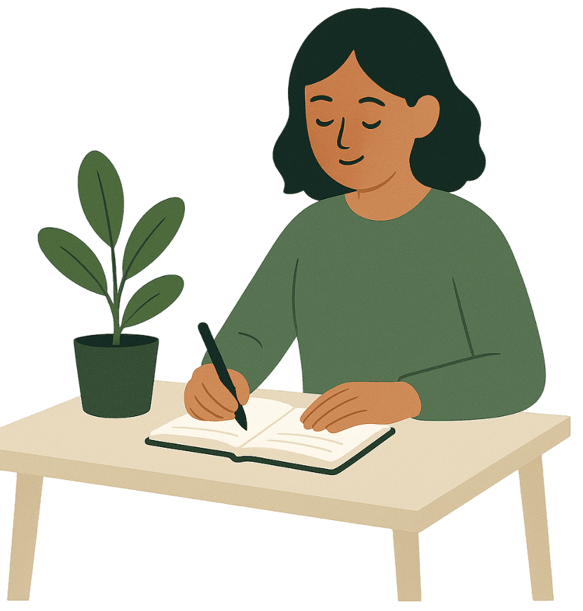 Person journaling with AI insights
